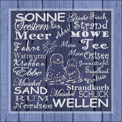 Servietten Papier 33x33cm 3-lagig mit Robben Motiv maritim 20 Stück