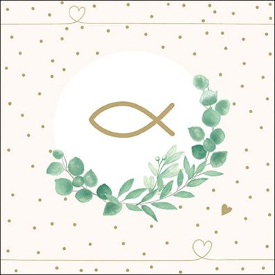 Servietten Papier 33x33cm 3-lagig mit Fischsymbol & Eukalyptus 20 Stk