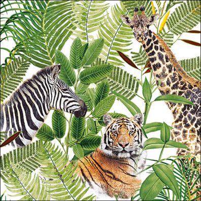 Servietten Papier 33x33cm 3-lagig mit exotischem Tiermotiv 20 Stk