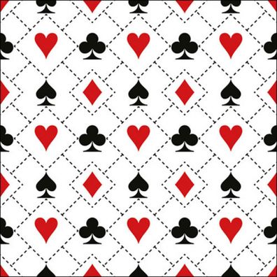 Servietten Papier 33x33cm 3-lagig mit Spielkarten Symbolen 20 Stück