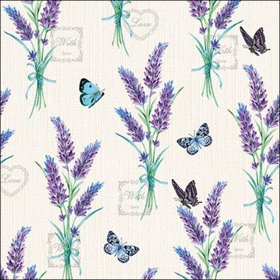 Servietten Papier 33x33cm 3-lagig mit Lavendelmotiv 20 Stück