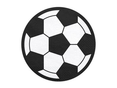 Servietten 13cm Fußball 20 Stück weiß / schwarz