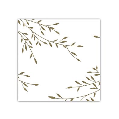 Servietten stoffähnlich 40x40cm mit Zweigen Motiv 25 Stück Weiß / Gold