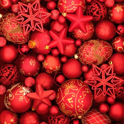 Servietten Papier 33x33cm Weihnachtskugeln Motiv 20 Stück Rot