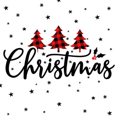 Servietten Papier 33x33cm Christmas Schriftzug 20 Stück Weiß / Schwarz