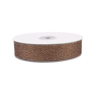 Glitzerband 25mm x 32m Rolle Braun / Silber