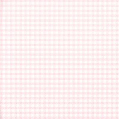 Servietten Papier 33x33cm 3-lag. kariert 20 Stück Rosa / Weiß