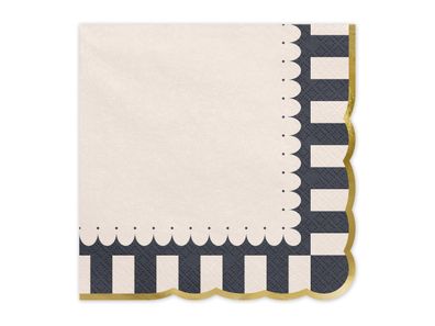 Servietten mit Goldrand 33x33cm 12 Stück Schwarz / Ivory / Gold