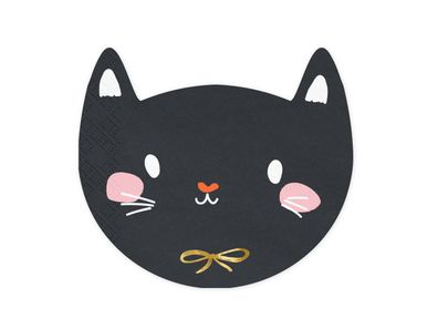 Servietten Katze 15x13cm 20 Stück Schwarz