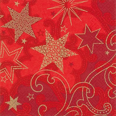 Servietten Papier 33x33cm 3-lagig mit goldenen Sternmotiv 20 Stück
