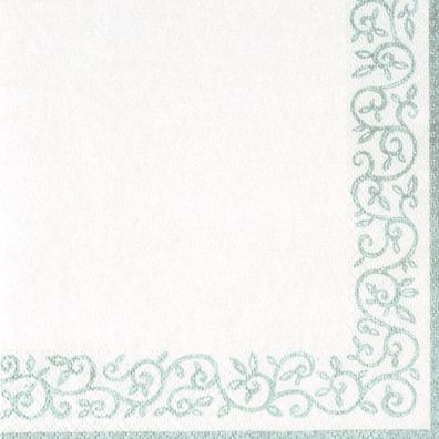 Servietten Papier 33x33cm Ornament Rand geprägt 20 Stück Weiß / Silber