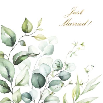 Servietten Papier 33x33cm 3lagig Eukalyptuszweig Just Married 20 Stück