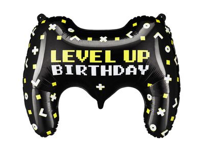 Folienballon Geburtstag Gamepad 60x45cm Schwarz / Gelb