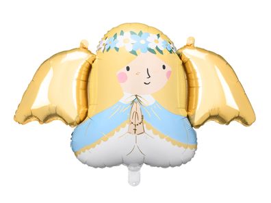 Folienballon Engel 77x45cm Hellblau / Gold