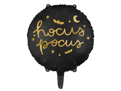Folienballon Hocus Pocus & Fledermaus Motiv 35cm Schwarz / Gold
