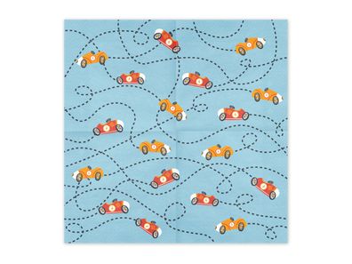Servietten Papier 33x33cm 3-lagig Auto Motiv 12 Stück Hellblau