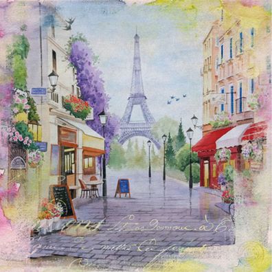 Servietten Papier 33x33cm 3-lagig Stadtteil Paris Eiffelturm 20 Stück