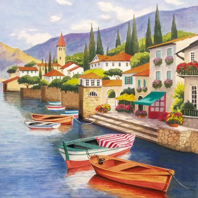Servietten Papier 33x33cm 3-lagig Italien Comer See Motiv 20 Stück