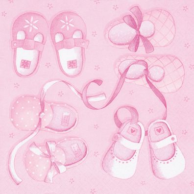 Servietten Papier 33x33cm 3-lagig Babyschuhe Motiv 20 Stück Rosa