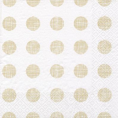Servietten Papier 33x33cm mit Punkten 20 Stück Weiß / Gold