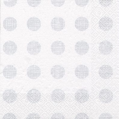 Servietten Papier 33x33cm mit Punkten 20 Stück Weiß / Silber