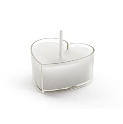 Teelichter Kerzen Wachs 2x4cm Herzen 10 Stück Weiß / Transparent