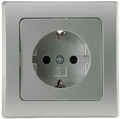 DELPHI UP Schutzkontakt-Steckdose 250V 16A Rahmen Silber