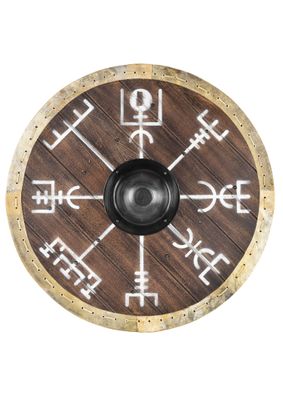 Wikingerschild 'Vegvísir' mit Rohaut-Umrandung, 60 cm