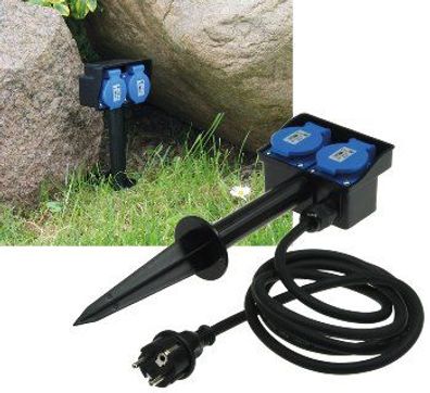 ChiliTec Gartensteckdose 2-fach mit Erdspieß