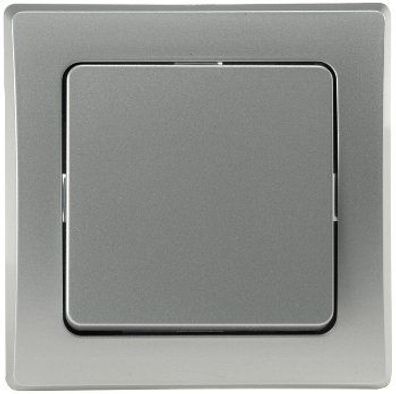 DELPHI Kreuzschalter 250V / 10A mit 1-fach Rahmen, Silber Grau