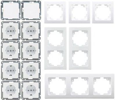 DELPHI Starter-Kit, 16-teilig weiß 8 Steckdose, 2 Schalter