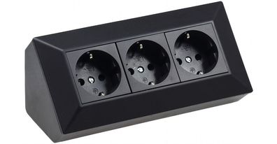 ChiliTec Steckdosenblock 3-fach, 230V, 45° Winkel, schwarz