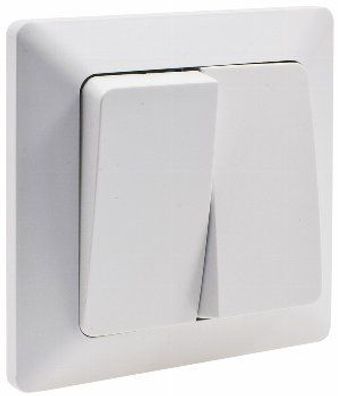 MILOS Serien-Schalter 2-fach weiß matt 250V / 10A, inkl. Rahmen, UP