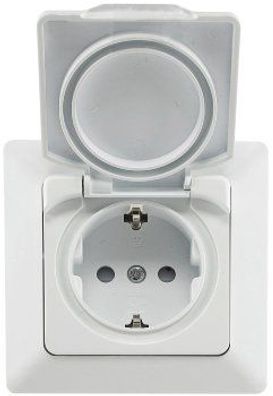 MILOS Schutzkontakt-Steckdose IP44 250V / 16A, mit Rahmen UP weiß matt