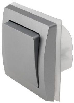 DELPHI Wechsel-Schalter IP44 250V / 10A, inkl. Rahmen, UP, silber