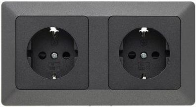 MILOS Set 2 Steckdosen, 250V, 16A, Anthrazit