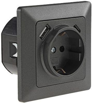 MILOS Steckdose mit USB C, Unterputz 250V / 16A UP-Steckdose Anthrazit