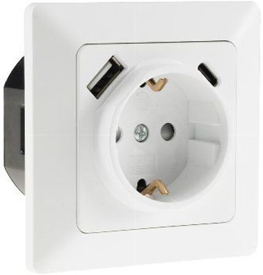 MILOS Schutzkontakt-Steckdose matt weiß 230V /16A, Unterputz USB-C/PD