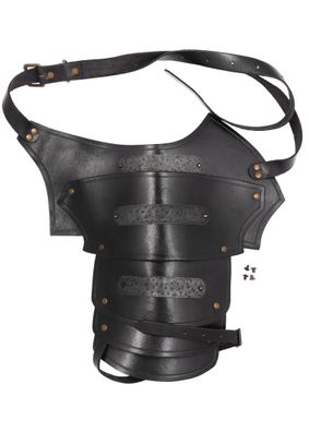 Leder Schulterschutz Balor mit Metalldetails, schwarz