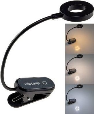 LED Akku-Leseleuchte / Klemmleuchte 18cm Schwanenhals, dimmbar, 25lm
