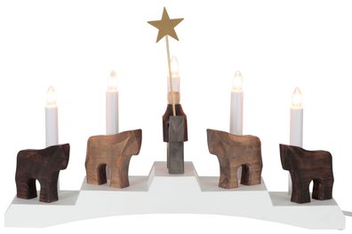Star Fensterleuchter Staffans Fålar, 5-flammig, Holz, weiß