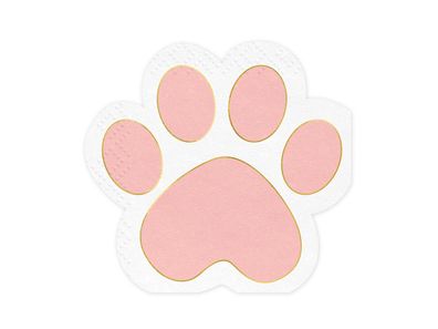 Servietten Katzenpfoten 29x31cm 2-lagig 12 Stück Weiß / Rosa