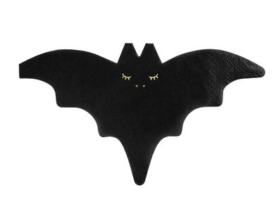 Servietten Fledermaus 16x9cm 20 Stück Schwarz / Gold