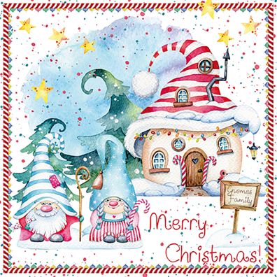 Servietten Papier 33x33cm Herr und Frau Gnom an Weihnachten 20 Stück