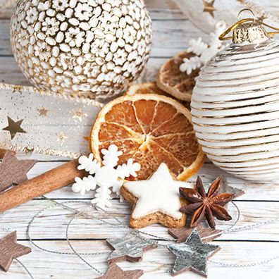 Servietten Papier 33x33cm Winter & Weihnachtszeit 20 Stk. Weiß Orange