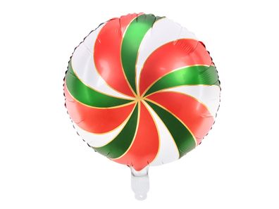 Folienballon Bonbon rund 35cm Weiß / Rot / Grün / Gold