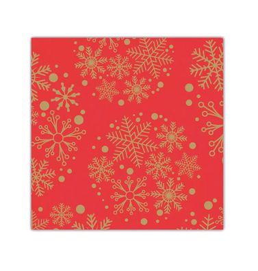 Servietten stoffähnlich 40x40cm mit Schneeflocken 25 Stück Rot / Gold