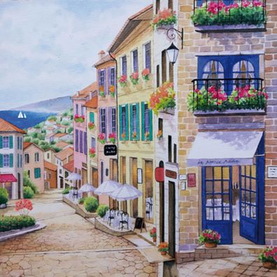 Servietten Papier 33x33cm 3-lagig Bistro in Frankreich 20 Stück