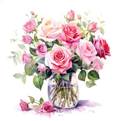 Servietten Papier 33x33cm 3-lagig Rosen in Vase Motiv 20 Stück