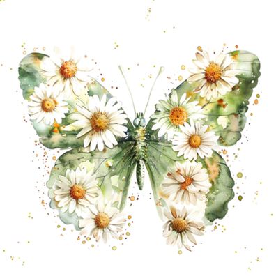 Servietten Papier 33x33cm 3-lagig Schmetterling & Margeriten 20 Stück